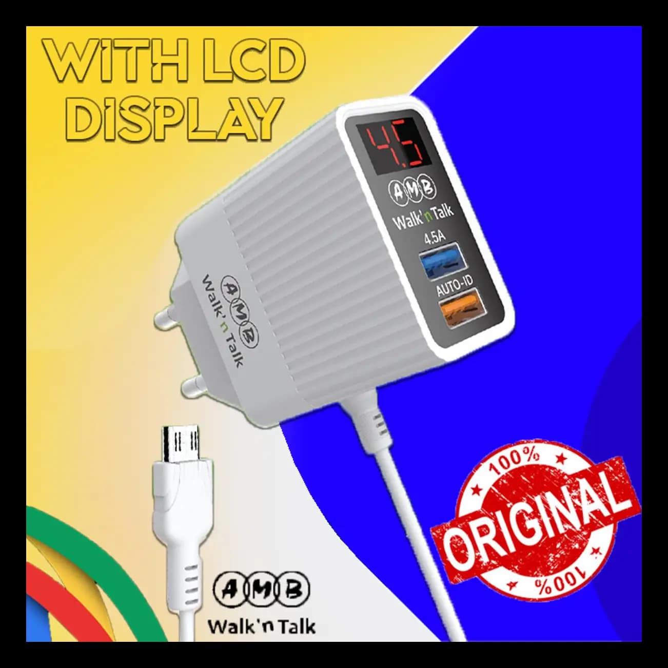 AMB  4.5 AMP Mobile charger Android With LED Display